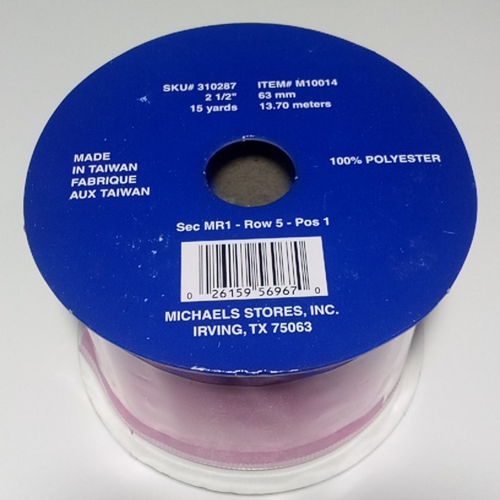 2/$20 Sheer Wired Ribbon Pink 2.5"x45' - Picture 4 of 6